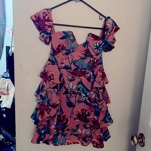 For Love and Lemons floral printed mini dress.